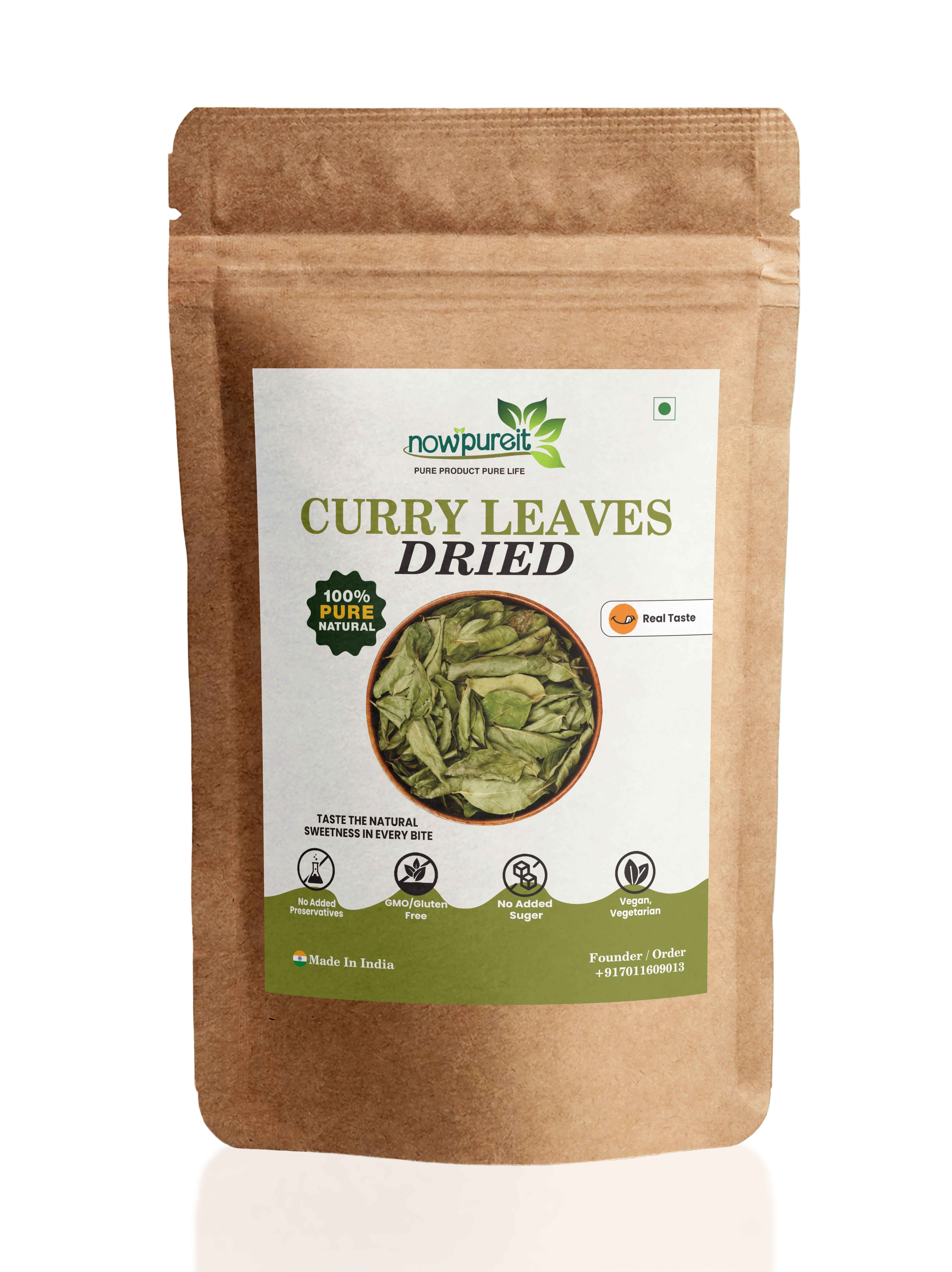 Curry Leaves Dried (Murraya Koenigii) by Nowpureit | Rich in Iron  | 227g / 0.5LB