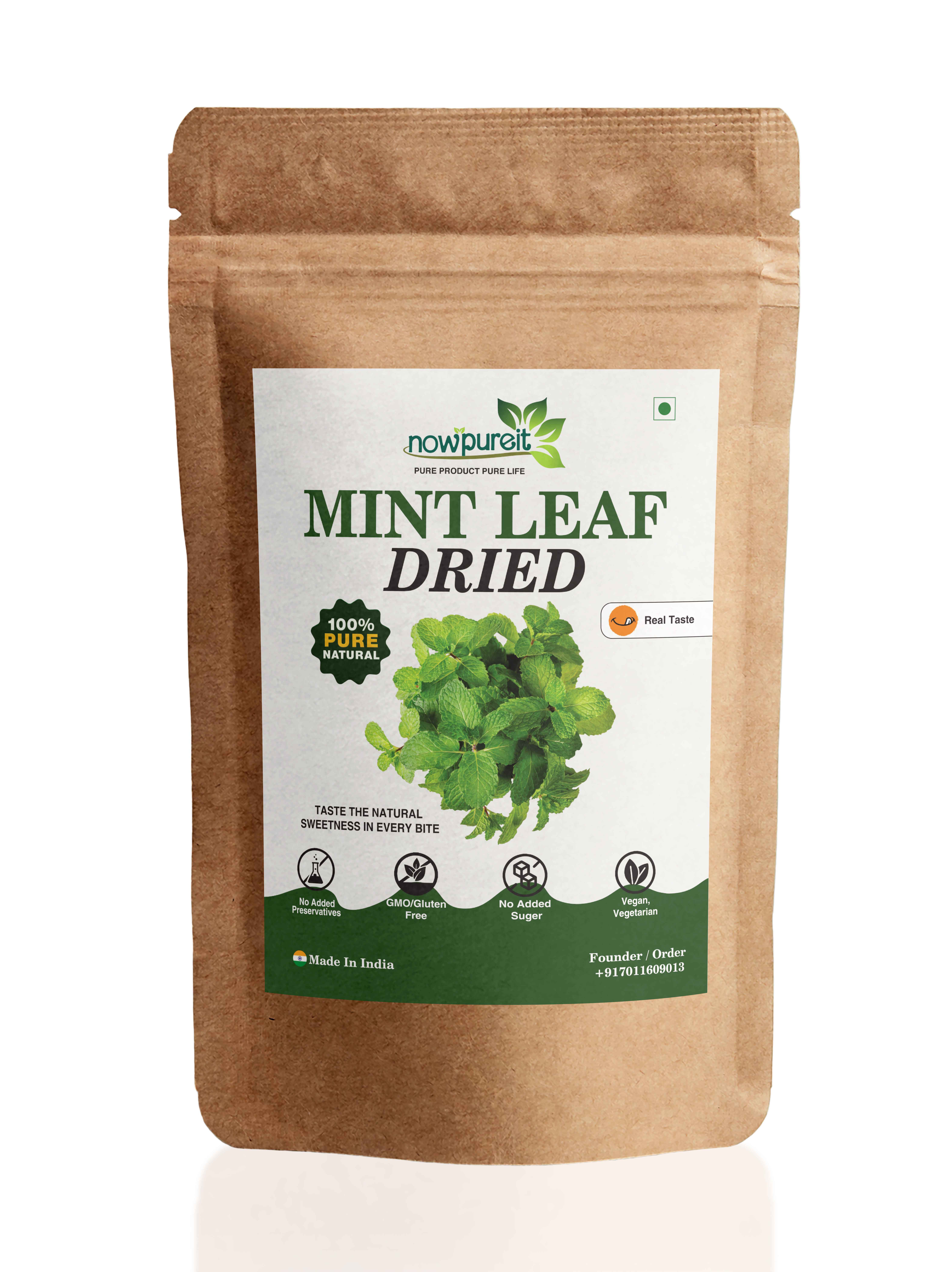 Dried Mint Leaves (Sukha Pudina) by Nowpureit | Natural Digestive & Refreshing Tea | 227g / 0.5lb