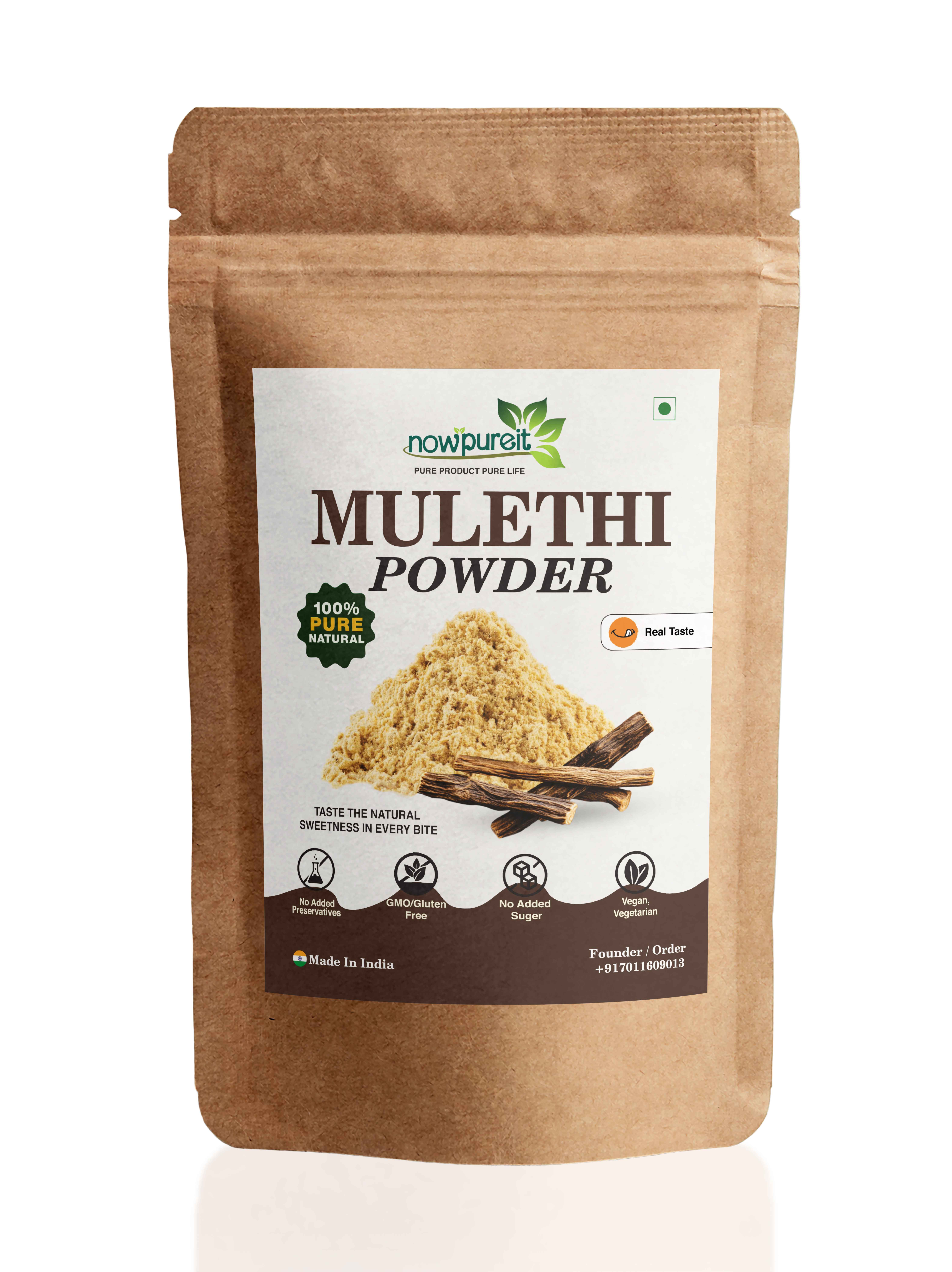 Mulethi Powder | Nowpureit | Licorice/Yashtimadhu | 227g / 0.5lb