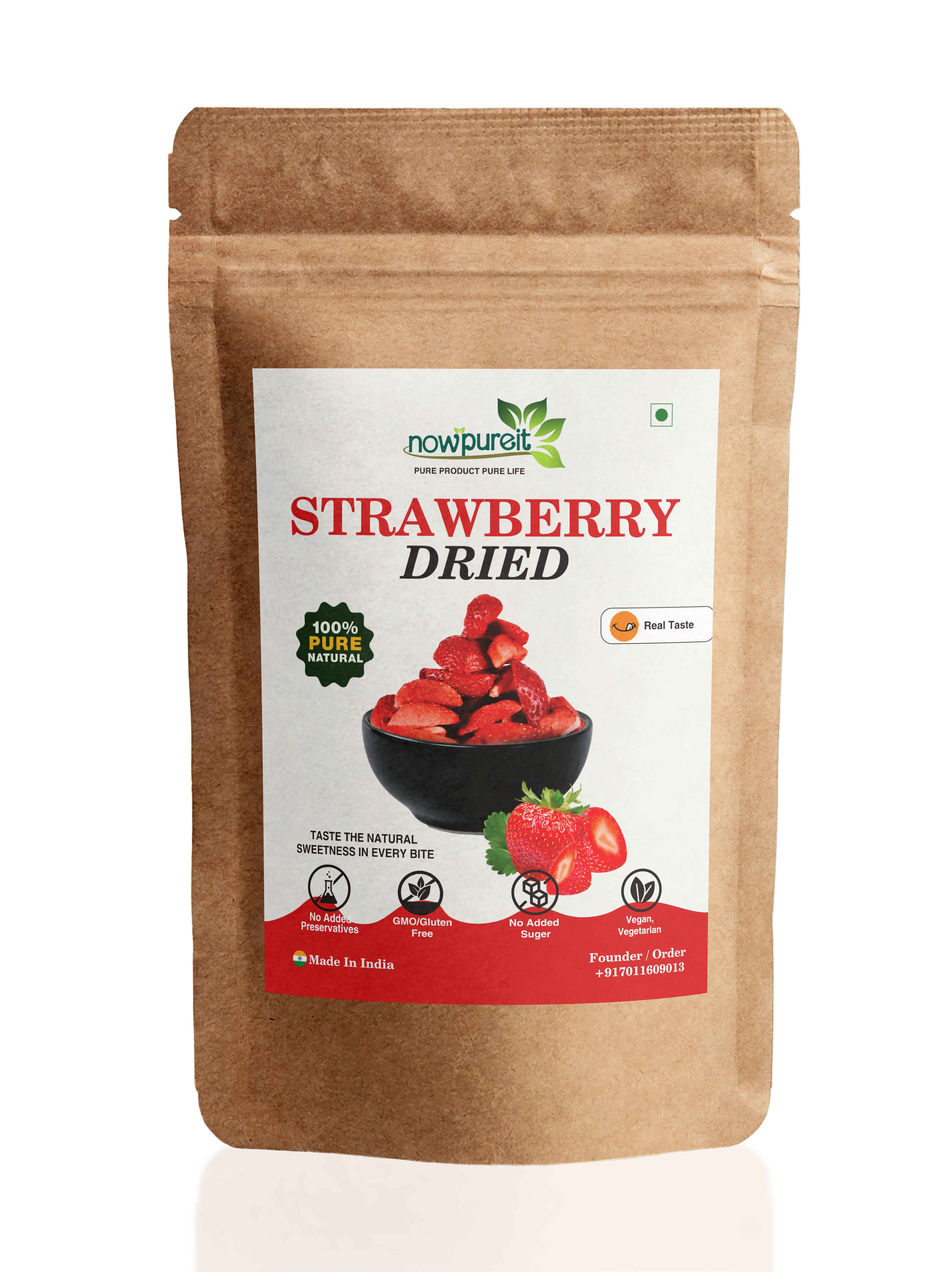 Strawberry Dried/Pieces by Nowpureit | Rich in Vitamin C & Fiber |  Fruit Snack | 227g / 0.5lb